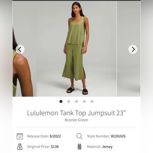 Lululemon Tank Top Jumpsuit 23"
Bronze Green 6